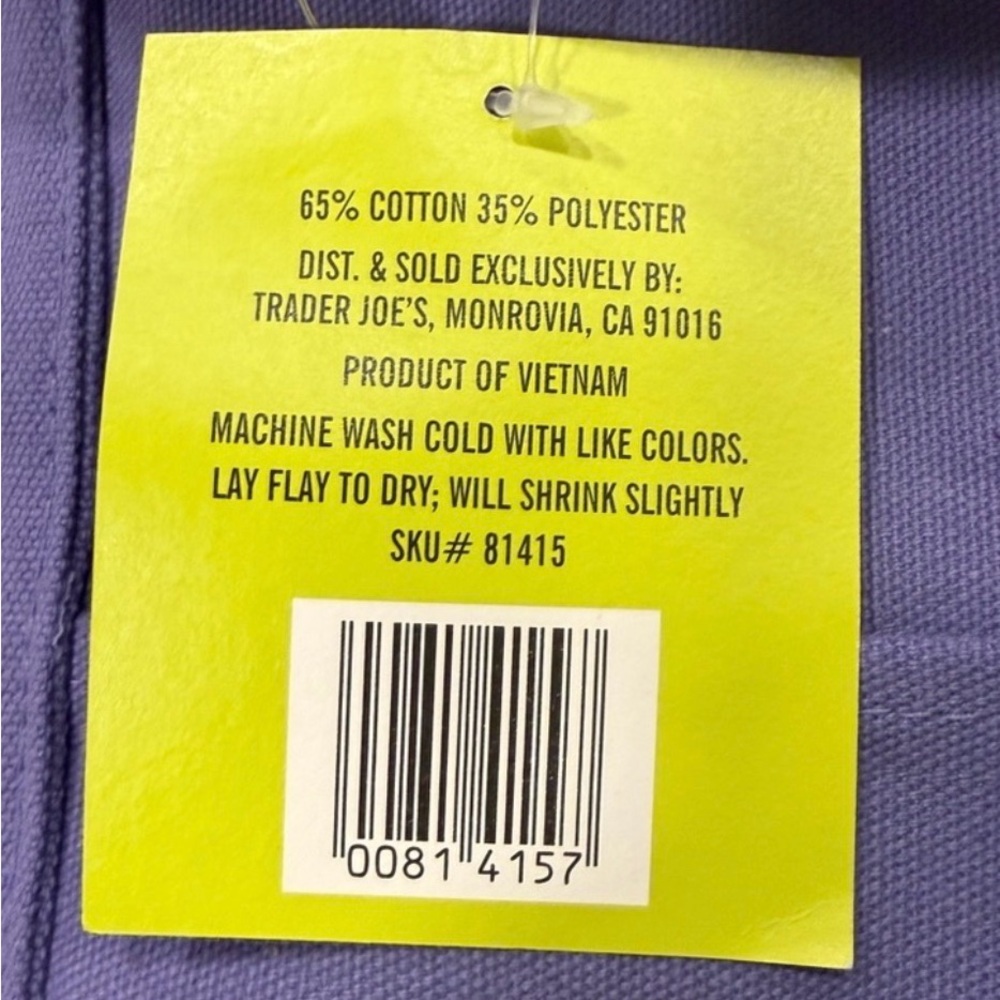 Trader Joe's Black Canvas Tote Bag - Picture 3 of 3